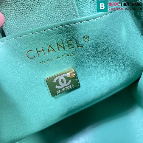 Túi xách Chanel Tote siêu cấp da bê màu xanh lá size 16cm 