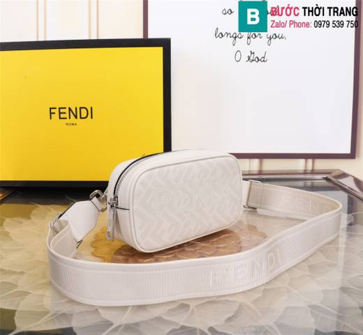 Túi xách Fendi mini siêu cấp canvas màu trắng size 19cm 