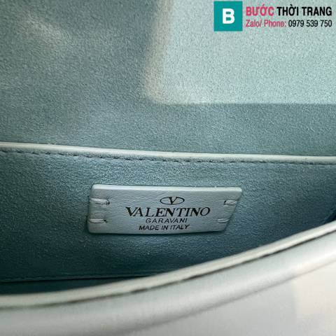 Túi đeo vai Valentino siêu cấp da bê màu xanh nhạt size 18cm