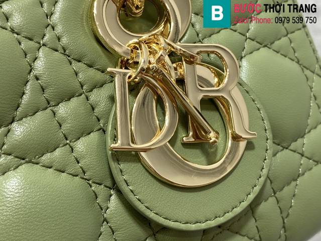 Túi xách Dior Lady D-joy siêu cấp da cừu màu xanh size 22.5cm