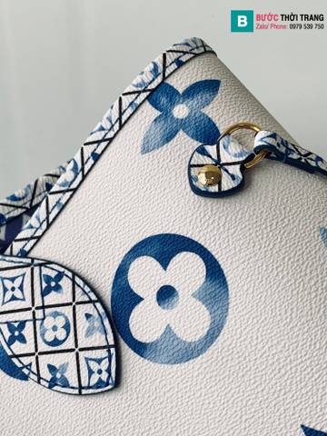 Túi xách Louis Vuitton Neverfull MM siêu cấp da bê màu xanh size 32cm 