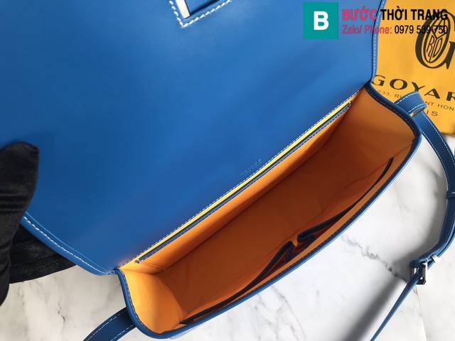 Túi xách Goyard Belvédère siêu cấp canvas và da bê màu xanh lét size 28cm 