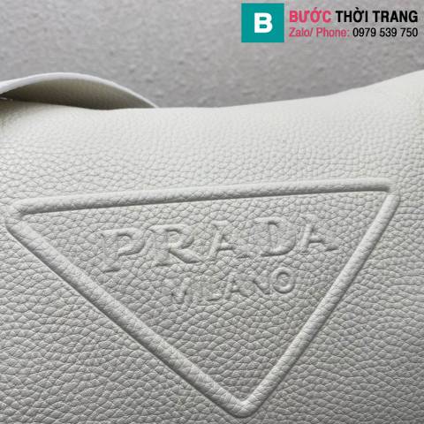 Túi xách Prada leather bag with shoulder strap siêu cấp da bò màu trắng size 26cm