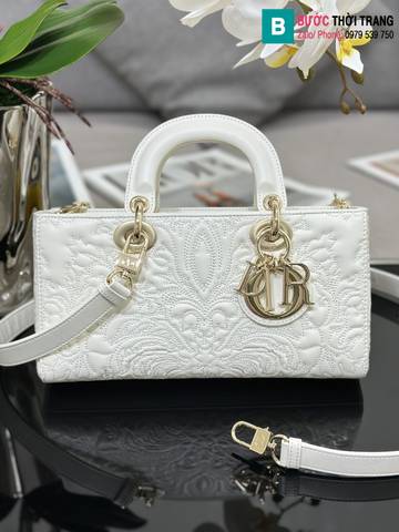 Túi xách Dior Lady D Joy siêu cấp da bê màu trắng size 26cm