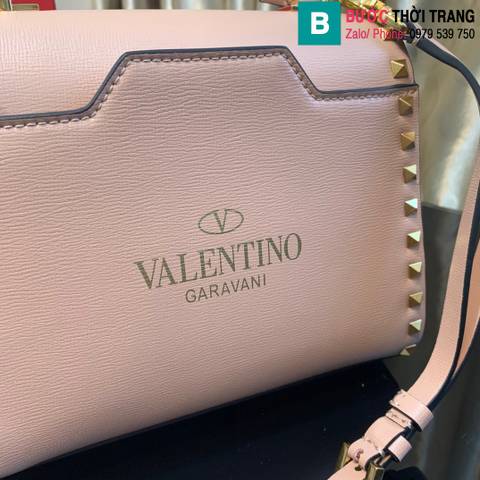 Túi xách Valentino Garavani Rockstud Alocve siêu cấp da bê màu hồng nude size 22cm 