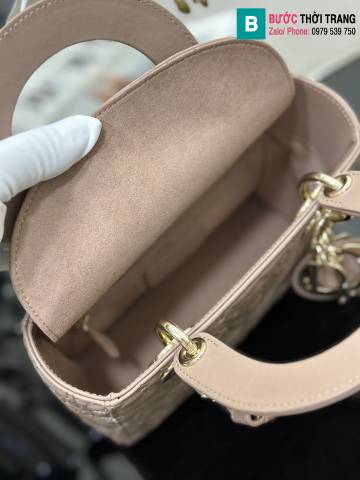 Túi xách Dior Lady D Joy siêu cấp da bê màu nude size 20cm