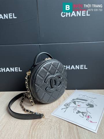 Túi xách Chanel  vanity siêu cấp da bê màu đen size 16cm