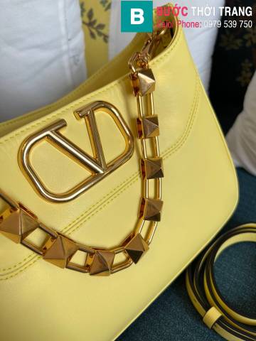 Túi xách Valentino Garavani Stud Sign hobo siêu cấp da bò màu vàng size 28cm