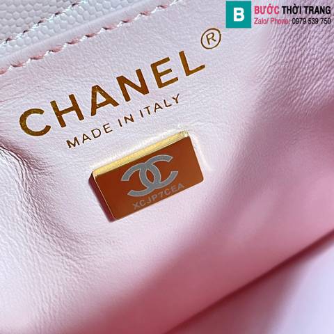 Túi xách Chanel Tote siêu cấp da bê màu hồng nhạt size 16cm 