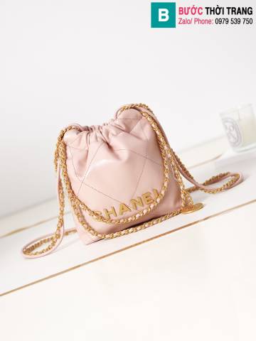 Túi xách Chanel mini bag siêu cấp da bê màu hồng size 19cm 