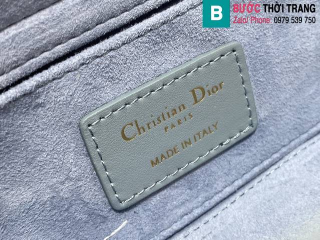 Túi xách Dior Lady D-joy siêu cấp da cừu màu xanh ghi size 22.5cm