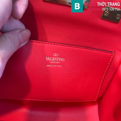 Túi xách Valentino Garavani Rockstud Alocve siêu cấp da bê màu đỏ size 19cm 