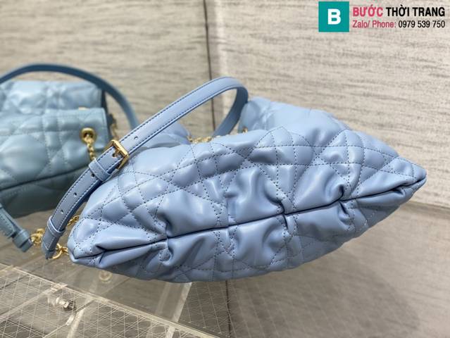Túi xách Dior Ammi siêu cấp da bê màu xanh size 31cm 