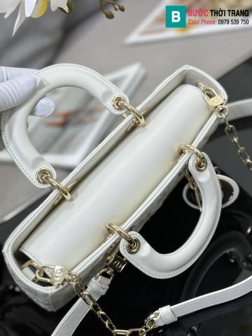 Túi xách Dior Lady D Joy siêu cấp da bê màu trắng size 26cm