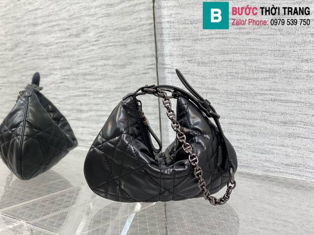 Túi xách Dior caro siêu cấp da bê màu đen size 25cm 