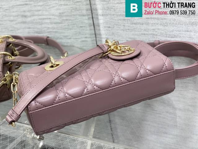 Túi xách Dior Lady D-joy siêu cấp da cừu màu hồng nude size 22.5cm 