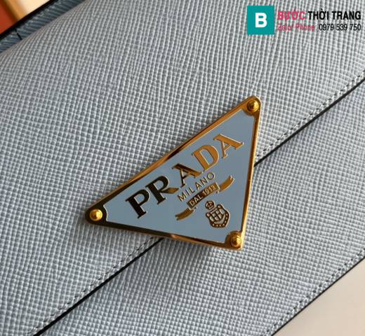 Túi xách Prada siêu cấp da bê màu xanh size 22cm