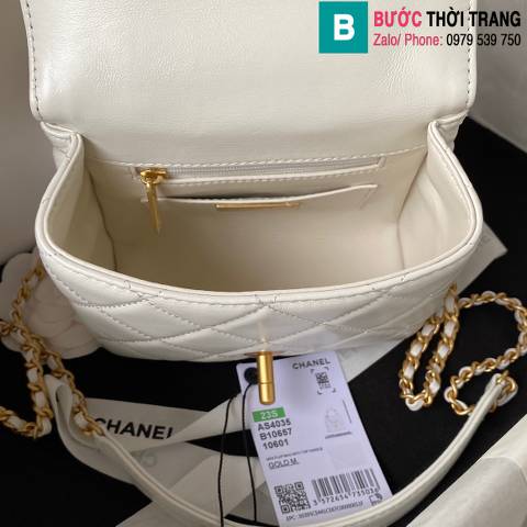 Túi xách Chanel siêu cấp da cừu màu trắng size 15cm