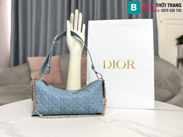 Túi xách Dior Club siêu cấp da cừu màu xanh size 27cm
