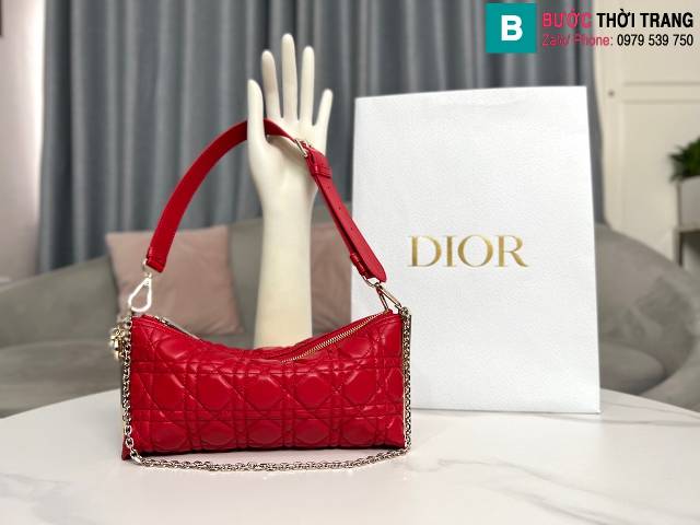 Túi xách Dior Club siêu cấp da cừu màu đỏ size 27cm 