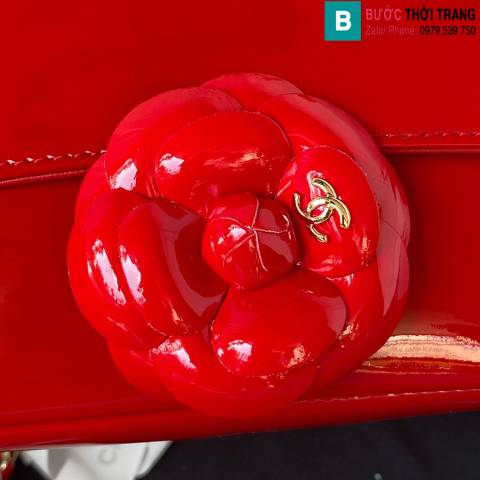 Túi xách Chanel Fw hoa trà siêu cấp da bê màu đỏ size 20cm
