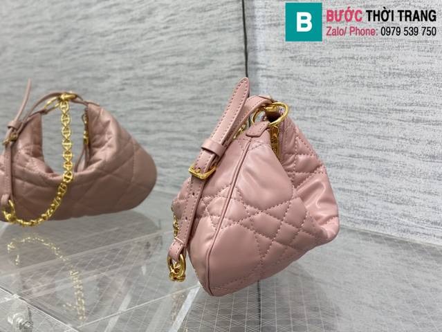Túi xách Dior caro siêu cấp da bê màu hồng size 25cm 