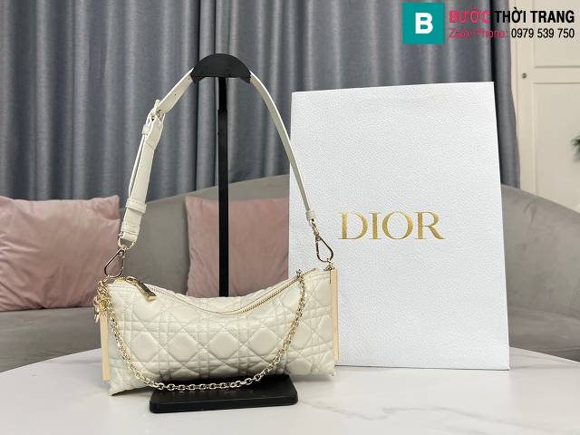 Túi xách Dior Club siêu cấp da cừu màu trắng size 27cm