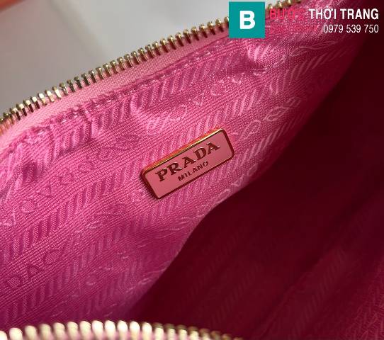 Túi xách Prada Hobo siêu cấp da bò màu hồng size 23cm