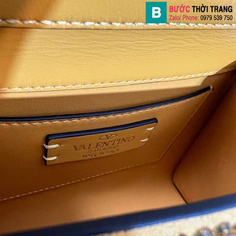 Túi xách Valentino Vsling siêu cấp da bê màu vàng size 19cm 