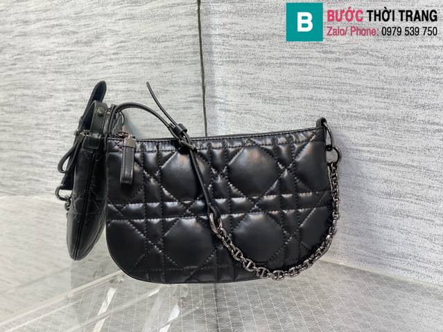 Túi xách Dior caro siêu cấp da bê màu đen size 25cm 