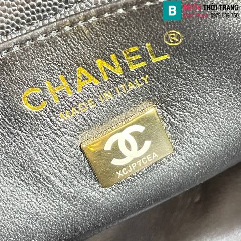 Túi xách Chanel Tote siêu cấp da bê màu đen size 16cm 