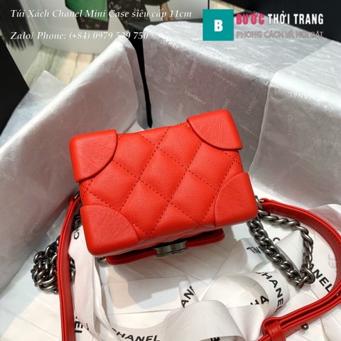 Túi Xách Chanel Mini Case siêu cấp đeo chéo màu đỏ size 11cm - AS1166