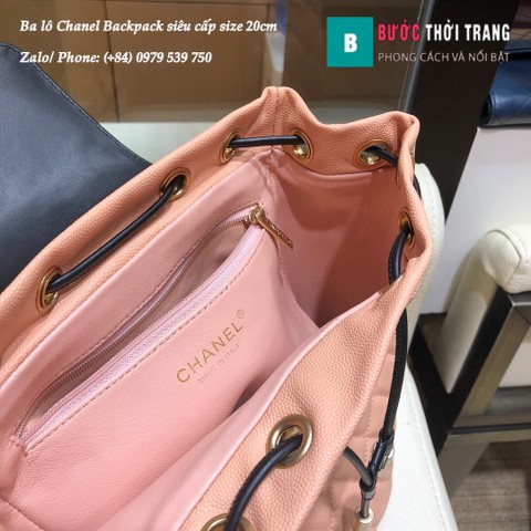 Ba lô Chanel Backpack siêu cấp size 20cm da hạt màu hồng - A091228