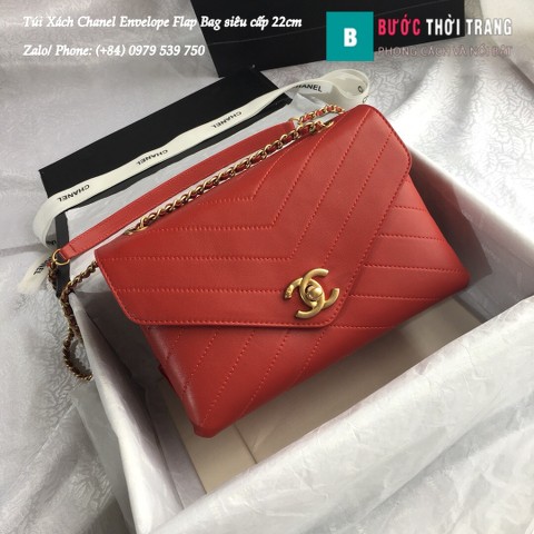 Túi Xách Chanel Envelope Flap Bag siêu cấp màu đỏ 22cm - A57431