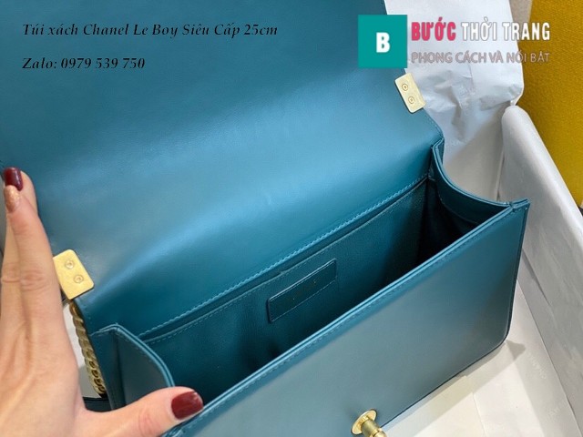 Túi Xách Chanel Boy Siêu Cấp viền dây màu xanh 25cm - A67086