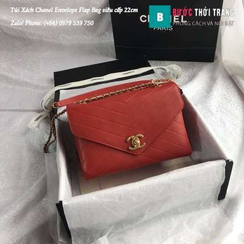 Túi Xách Chanel Envelope Flap Bag siêu cấp màu đỏ 22cm - A57431