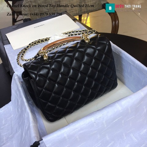 Túi xách Chanel Knock on Wood Top Handle Quilted Mini màu đen - A57342