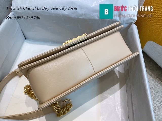 Túi Xách Chanel Boy Siêu Cấp viền dây màu nude nhạt 25cm - A67086