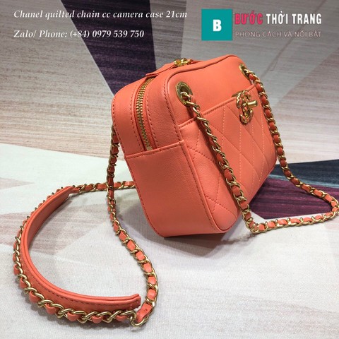 Túi xách Chanel quilted chain cc camera case siêu cấp màu cam - AS0971