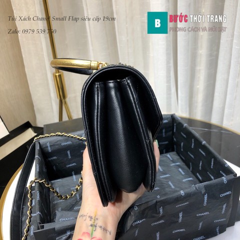 Túi Xách Chanel Small Flap siêu cấp da bê màu đen 19cm - AS0625 