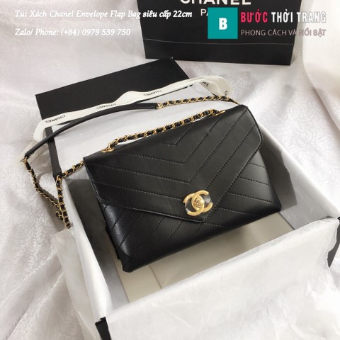Túi Xách Chanel Envelope Flap Bag siêu cấp màu đen 22cm - A57431