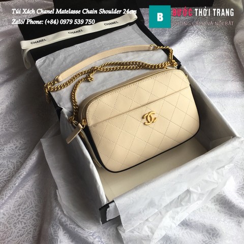 Túi Xách Chanel Matelasse Chain Shoulder siêu cấp màu sữa 24cm - A57575