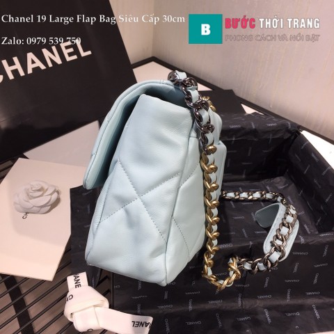 Túi Xách Chanel 19 Large Flap Bag Siêu Cấp Màu Xanh Đá 30cm - AS1161