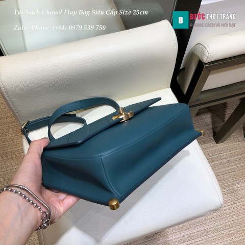 Túi Xách Chanel Flap bag siêu cấp đeo chéo màu xanh size 25cm - A057942