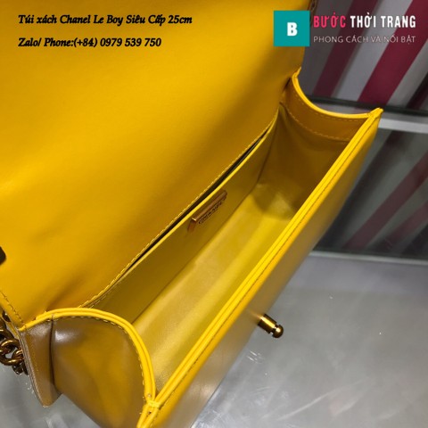 Túi xách Chanel Boy viền xích siêu cấp da trăn 25cm màu vàng đỏ - A67086