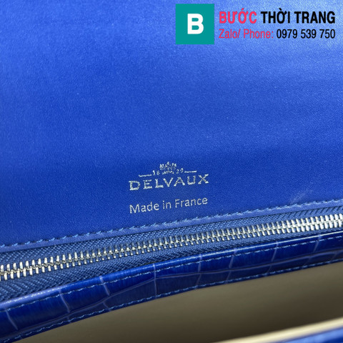 Túi xách Delvaux tempete cao cấp da ca sấu size 27.5cm màu xanh