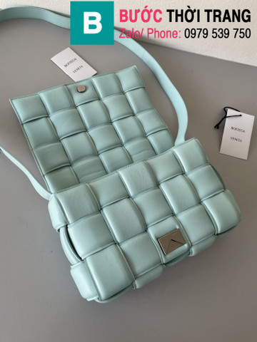Túi xách Bottega Veneta Cassette bag cao cấp da bê màu xanh nhạt size 26cm