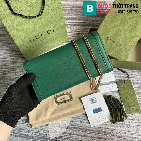 Túi Gucci Diana chain wallet siêu cấp da bê màu xanh đậm size 19cm