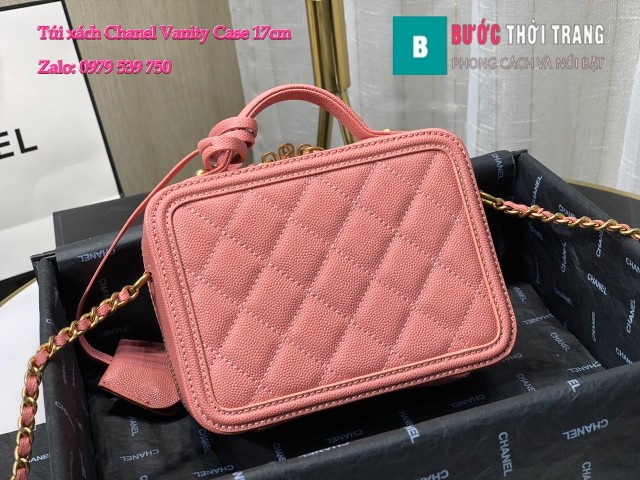 Túi xách Chanel Vanity Case siêu cấp màu hồng 21cm - A93342