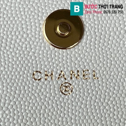 Túi đeo chéo Chanel siêu cấp mini da bê màu trắng size 17.5cm